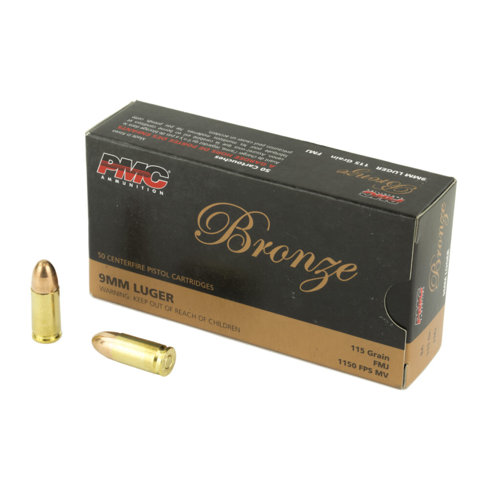 PMC Bronze 9MM Full Metal Jacket Ammunition 50 Round Box